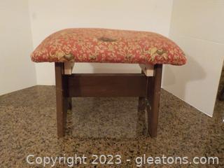 Vintage Footstool -Wooden with Upholstered Top 