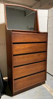 Mid Century Walnut Chest with Mirror by Dillingham