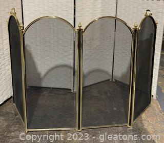 Dynasty Four Panel Polished Brass Fire Screen
