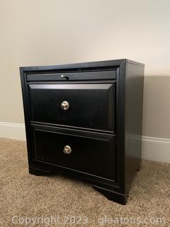 Black Night Stand with Silver Accents