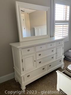 Belmar White Dresser with Attached Mirror-RTG