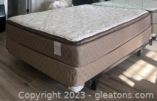 Immaculate Queen Size Hampton and Rhodes Mattress Set with Frame on Wheels