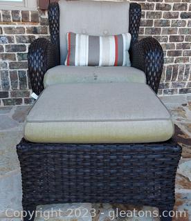 Nice Outdoor Rattan Chair with Ottoman Cushions Included