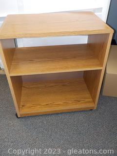 Small Wood-Look 2 Shelf Book Case on Casters