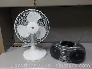 Two Small Office Helpers (Fan and CD Player/Radio)