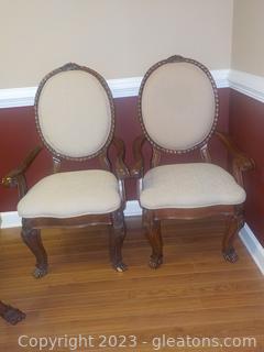 Two Beautiful English Chippendale Style Dining Arm Chairs