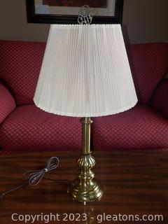 Nice Brass Table Lamp with Pleated Shade