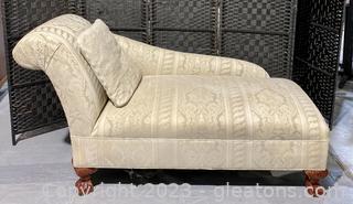 Chaise Lounge with Cream Demask Upholstery 