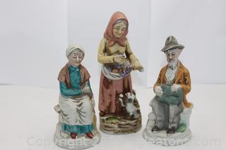 Vintage Homco Old Lady Figurine Plus Two Porcelain Figurines 