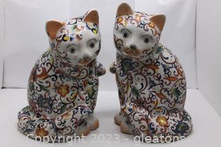 Pair of Vintage Porcelain Cats 