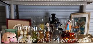 Treasures Lot-Hurricane Glasses, figurines and vintage items