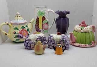 Treasure Lot-Colorful Teapots and Other Decor