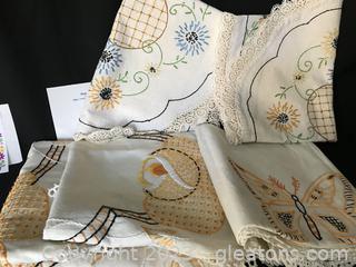 Heavy Embroidery on These Linens 