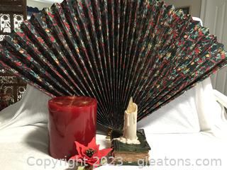 Candle Book, Large Red Candle, Red Porcelain Poinsettia, 
