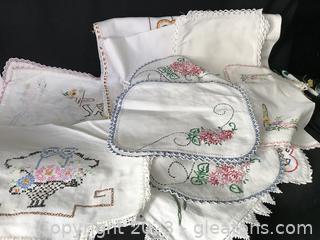 Embroidered Lot of Linens 