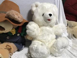 Fur skin and White Teddy Bear