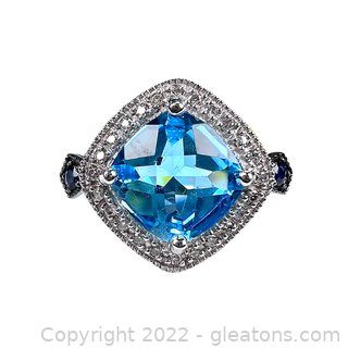 Brand New Blue Topaz and Diamond 10K Ring