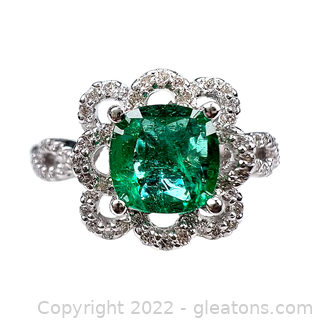 Brand New Emerald and Diamond 14K Ring