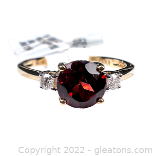 Brand New Red Appite and Diamond 14K Ring
