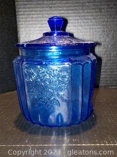 Atlas Cobalt Blue Biscuit Jar