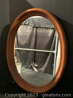 Solid Oval Wooden Wall Mirror