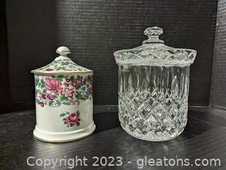 Staffordshire & Crystal Biscuit Jar/Tabletop Lidded Containers 