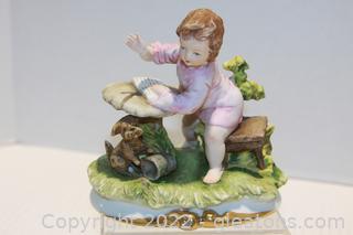 Vintage Andrea by Sadek Porcelain Girl with Dog Figurine