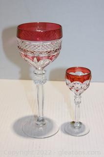 Ruby Red Indiana Glass Wine & Cordial Glasses