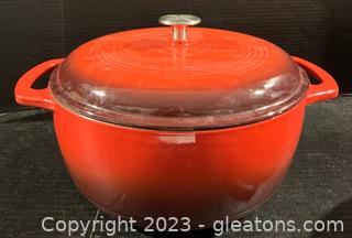 Red Enameled Cast Iron Covered Dutch Oven by Amazon Basics 