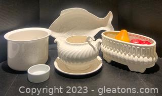 White Ceramic Kitchen Ware Lot 