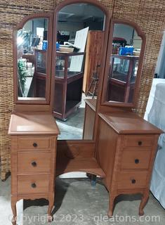 Antique Vanity with Triple Mirror-has been painted