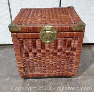 Small Wicker Storage Cube Vintage Sheet Music Included