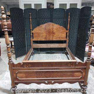 Beautiful Burl Wool Antique Hall Watson Furniture Co. Full Size Bed