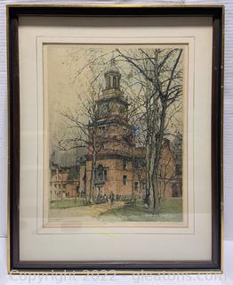 Framed Artist Signed Lithograph Philadelphia by Luigi Kasimir