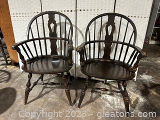 Nichols & Stone Wood Arm Chairs (Lot of 2) 
