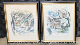 Pair of John Haymson Prints Framed “The Capitol” and “Waters-Coleman House” 