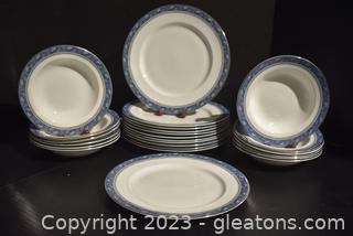 Aynsley “Blue Mist” Dinner Plates- Soup Bowls 