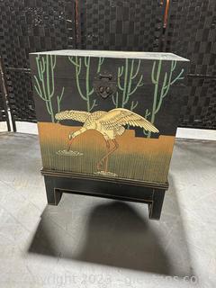 Vintage Handpainted Chinoiserie Storage Chest on Stand 