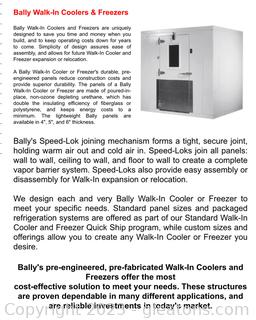 Bally Refrigeration Walk in Cooler or Freezer 