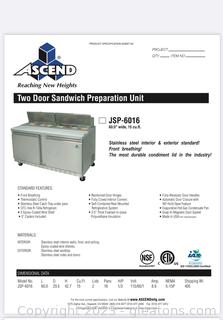 Ascend 60” 2 Door Sandwich/Salad Prep Unit with Warming Shelf 