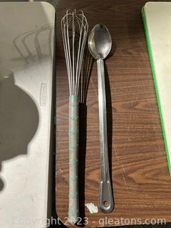 Large Stainless Steel Spoon & Vollrath Whisk (Lot of 2) 