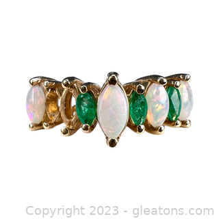 14Kt Yellow Gold Emerald & Opal Ring