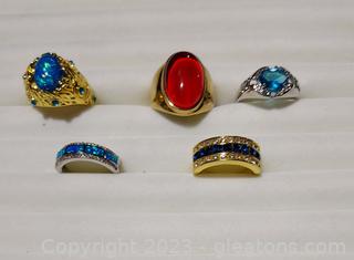 Assorted Men’s Ring w/Mixed Stones (lot of 5)