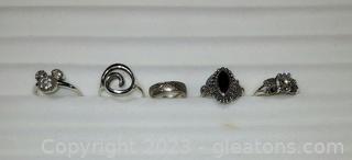 Pretty Sterling Silver Ring Collection (lot of 5)
