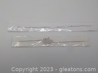 2 Fashion Sterling Silver Bracelets w/Crystals-New!