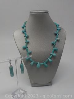 Imitation Turquoise Necklace & Earrings