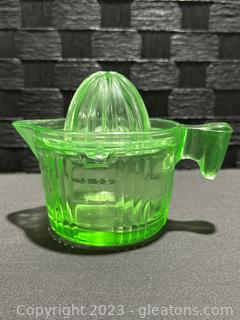 Uranium Glass Measuring Cup & Juicer - McLaughlin Auctioneers, LLC