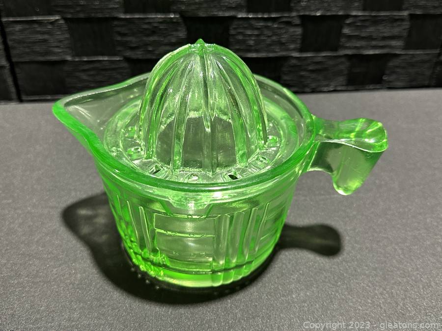 Sold at Auction: Vintage Green Uranium Depression Glass Measuring