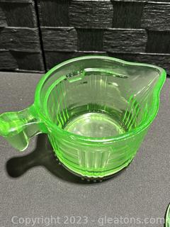 Uranium Glass Measuring Cup & Juicer - McLaughlin Auctioneers, LLC