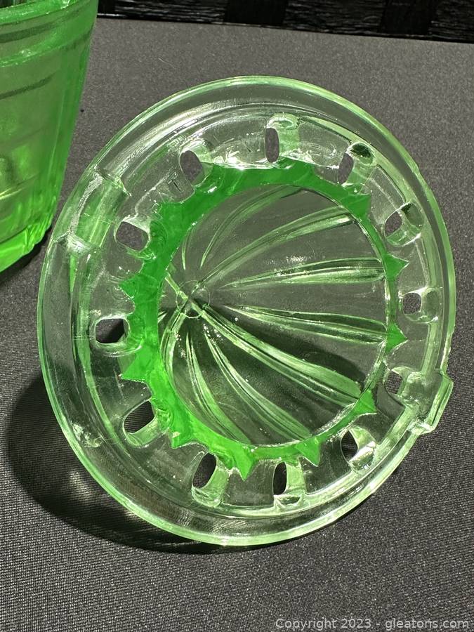 Sold at Auction: Vintage Green Uranium Depression Glass Measuring